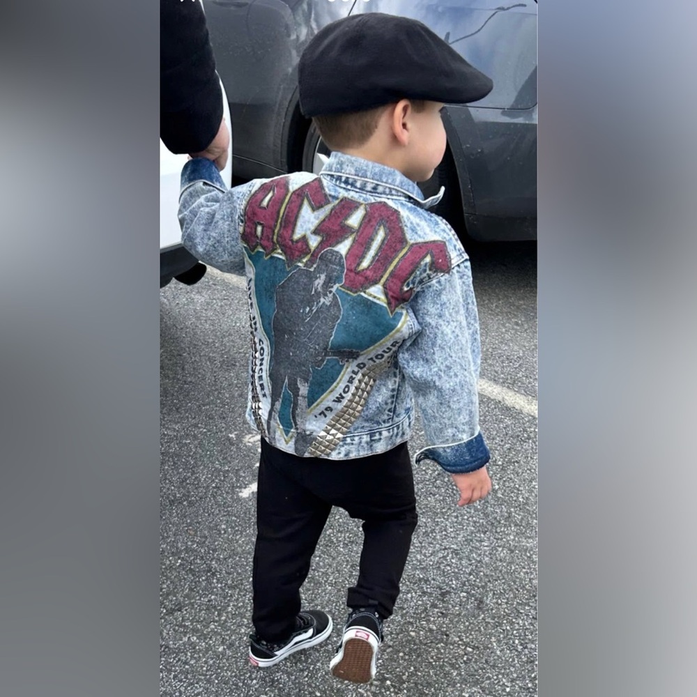 Custom AC/DC Levi's Kids Acid Wash Denim Jacket
